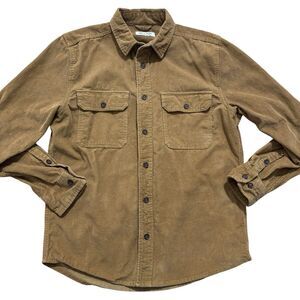 Line Of Trade Shirt Mens Large Corduroy Chore Double Elbow Pockets Work Brown